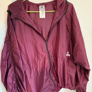 ADIDAS Burgundy Zippered Windbreaker